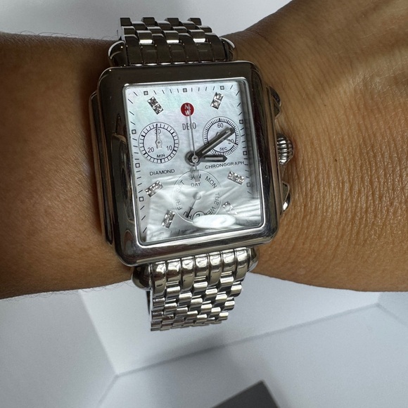 Michele Deco Chronograph Diamond Dial Women\'s Silver Watch main image 5